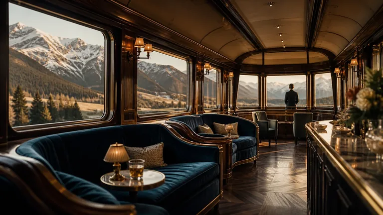Train classique traversant un paysage de montagne